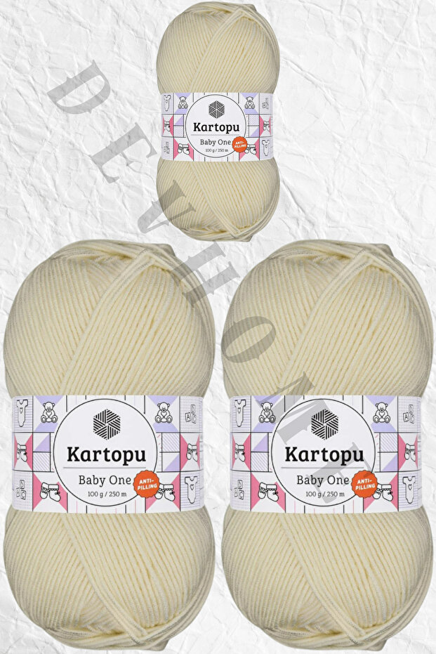 Kartopu Baby One 100% صوف أطفال مضاد للوبر، لا يسبب بيلينغ، لا يسبب التمزق، 3 قطع Devhome