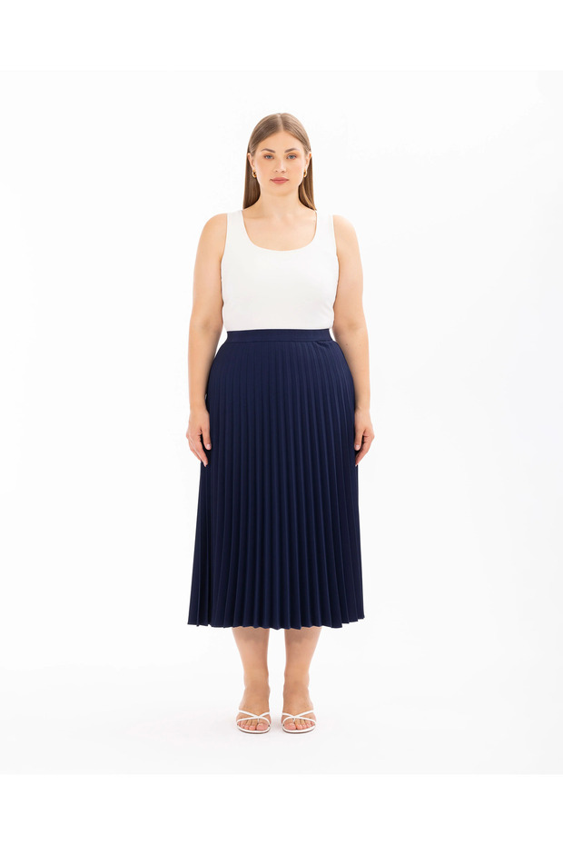Büyük Beden Basic Pliseli Etek - 5