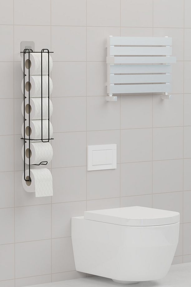Yapışkanlı Tuvalet Kağıtlığı Şarjörü Wc Kağıtlık Yedekli Metal Tuvalet Kağıdı Tutacağı Askısı - 6