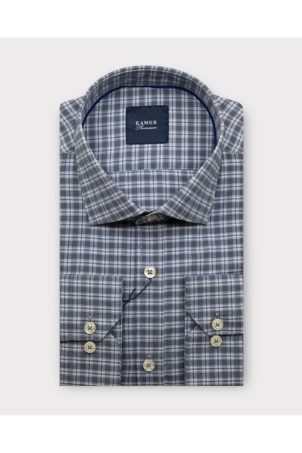 Men's Regular Fit Plaid Smoked Shirt 3502F