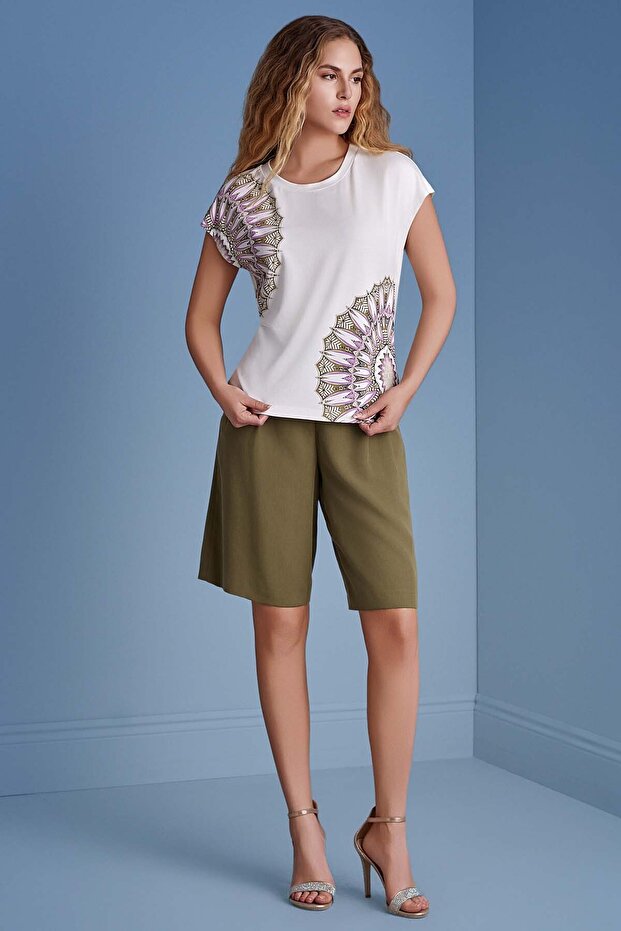 Geniş Paça Haki Bermuda - 2