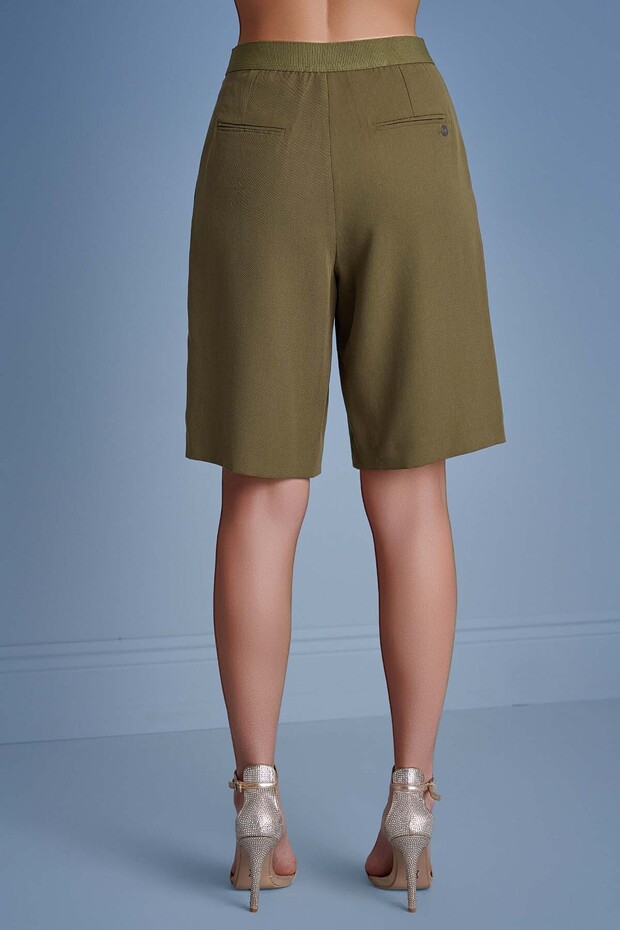 Geniş Paça Haki Bermuda - 8