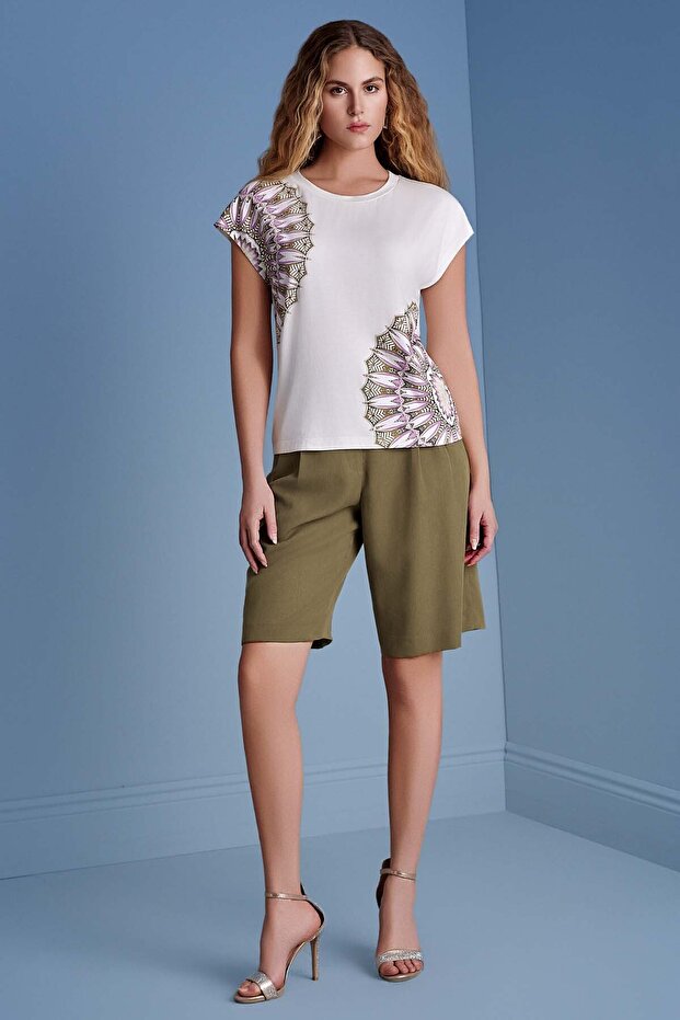 Geniş Paça Haki Bermuda - 1