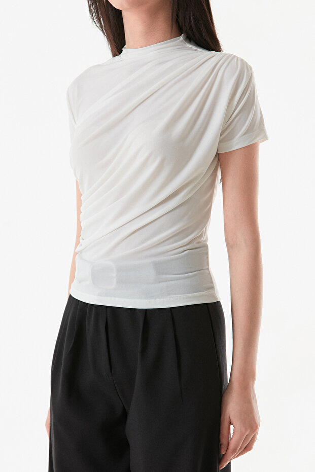 Basic Yanları Büzgülü Bluz - 7