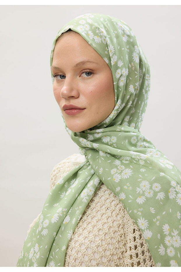 شال رامي منقوش باللون الأخضر الفاتح - 4