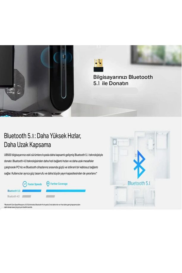 Bilgisayar Masaüstü USB 3.0 Bluetooth Aparatı Çevirici Dönüştürücü Adaptör Dongle V5.1 Yeni - 4