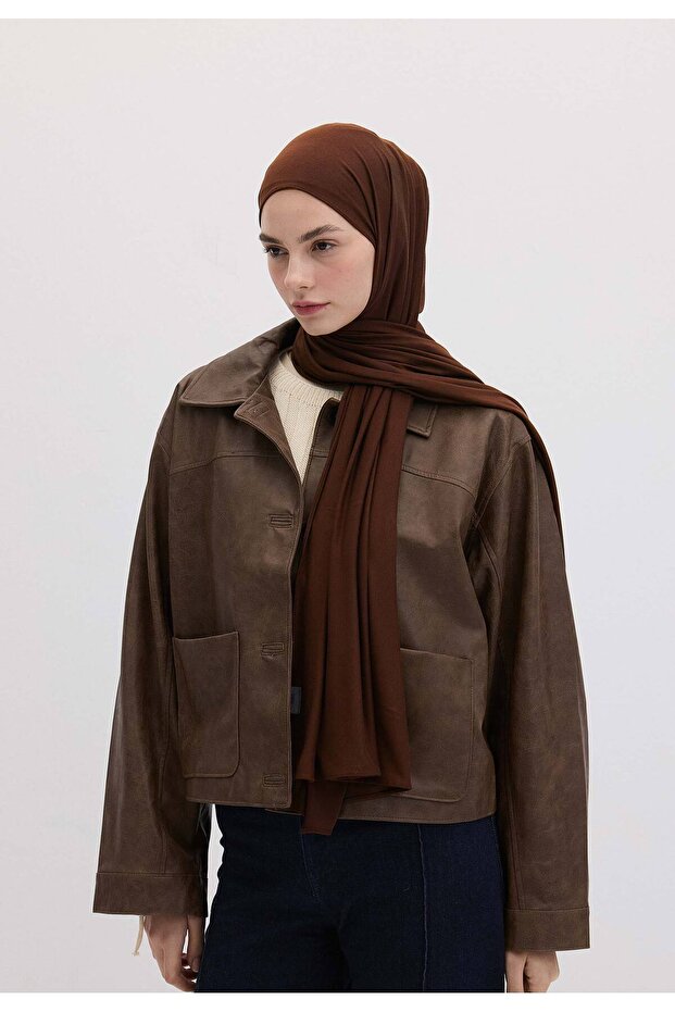 شال من الخيزران الممشط - أحمر بني - 4