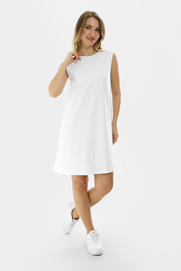 Kolsuz Basic Penye Mini Elbise 2028 - Penye Tunik - 4