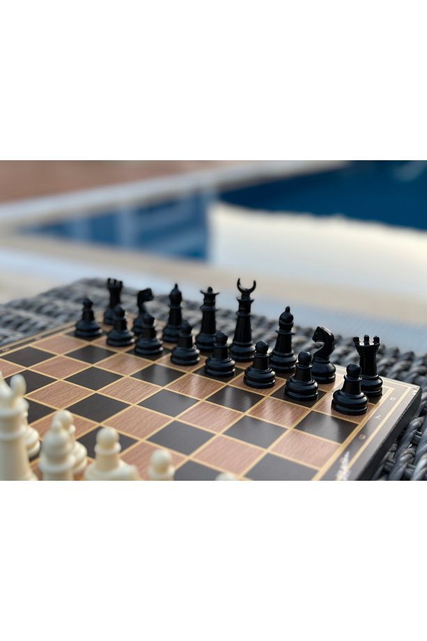 Sedef İşlemeli Lüks Satranç Takımı - 27.5x27.5 cm - Özel Tasarım - 6