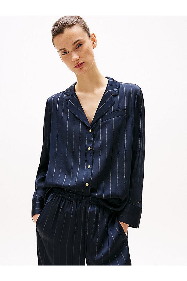 Metallic Stripe Relaxed Fit Blouse - 1