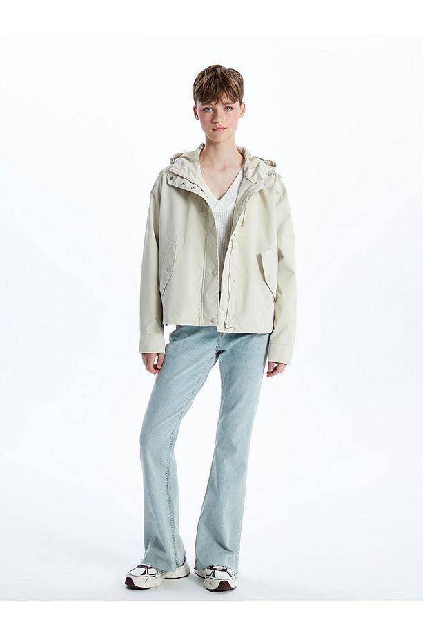 XSIDE Kapüşonlu Düz Oversize Kadın Mont - 2