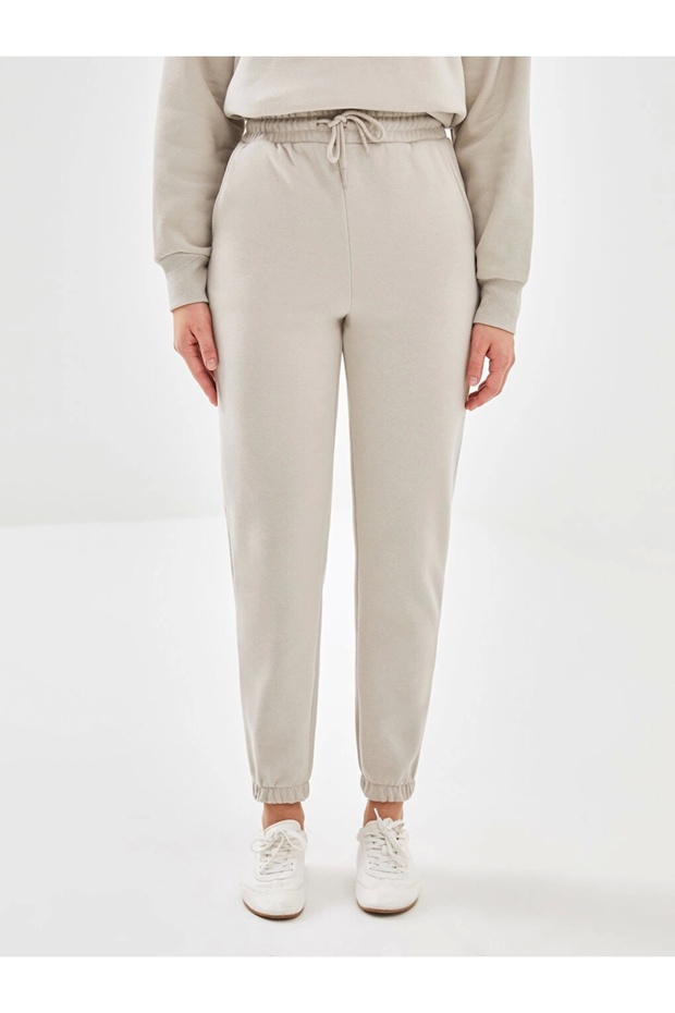 Lcw Vision Gri Beli Lastikli Kadın Kalın Jogger Eşofman Altı - 2