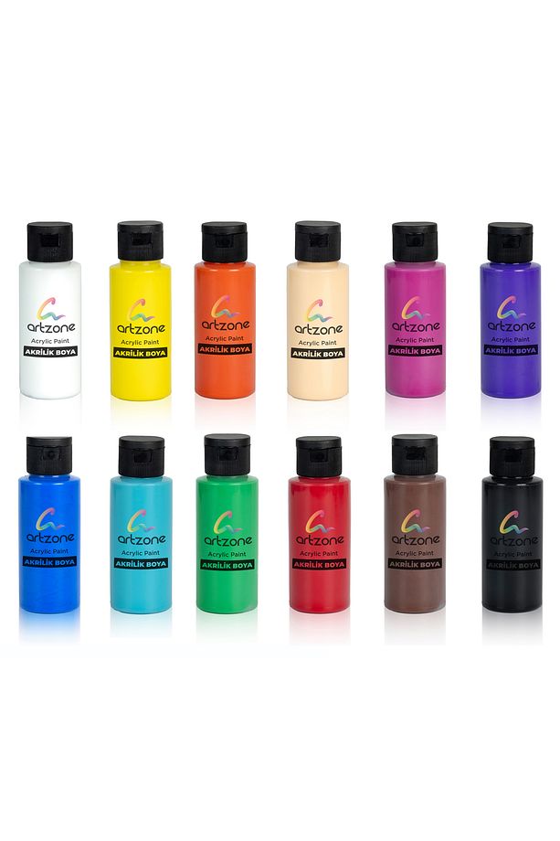 Akrilik Boya Seti 12 Renk x 60ml. Fırça ve Palet Hediyeli - 3