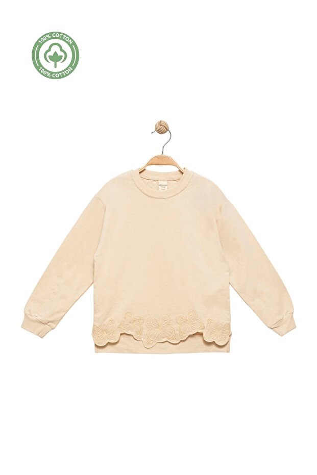 Girl's 100% Cotton Embroidered Sweat - Children's Clothing