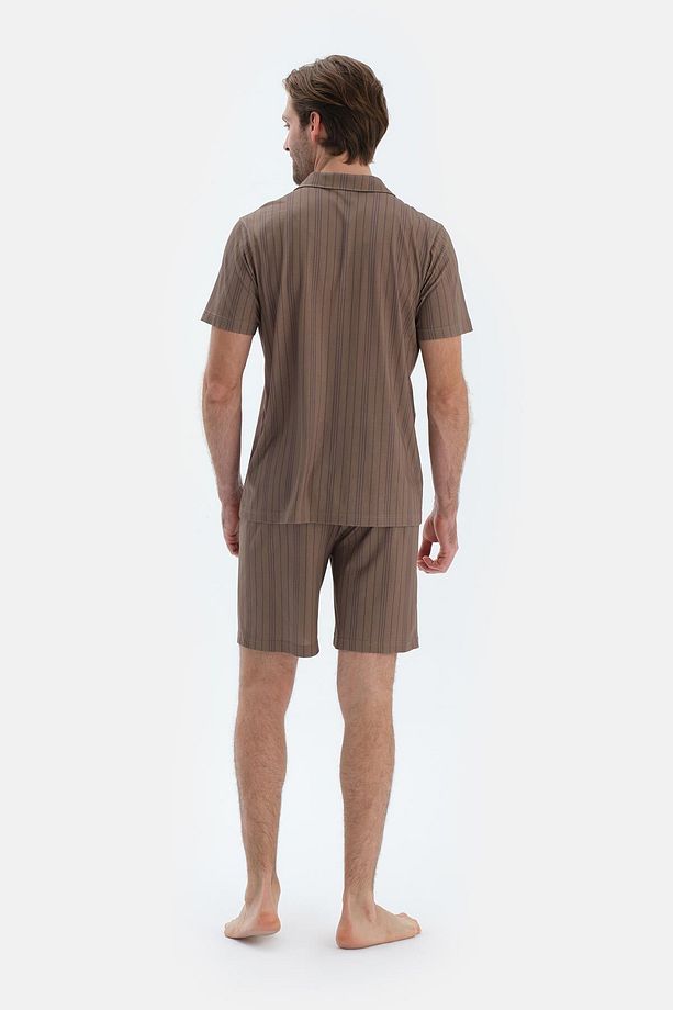 Multıcolor Çizgili Gömlek Şort Pijama Takımı - 2