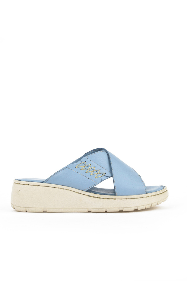 , Women's Genuine Leather Slippers 1511048Z15 Denim