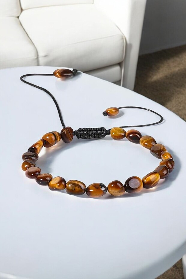 Tiger Eye Natural Stone Bracelet (Believe in Luck and Ladybug, Bringing Success,)