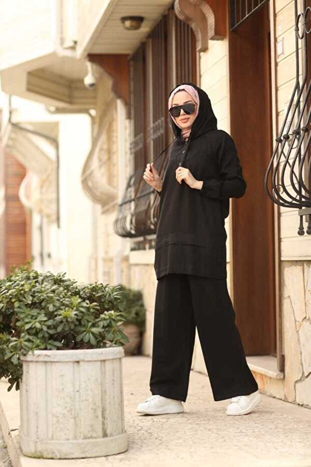 طقم قطعتين من الدنيم الأسود - موديل 6540 - 3