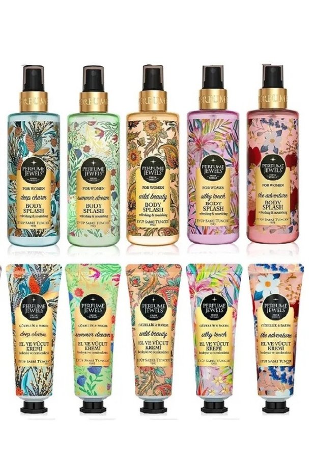 Perfume Jewels Body Sprays 250ml X 5, Hand Creams 50ml X 5