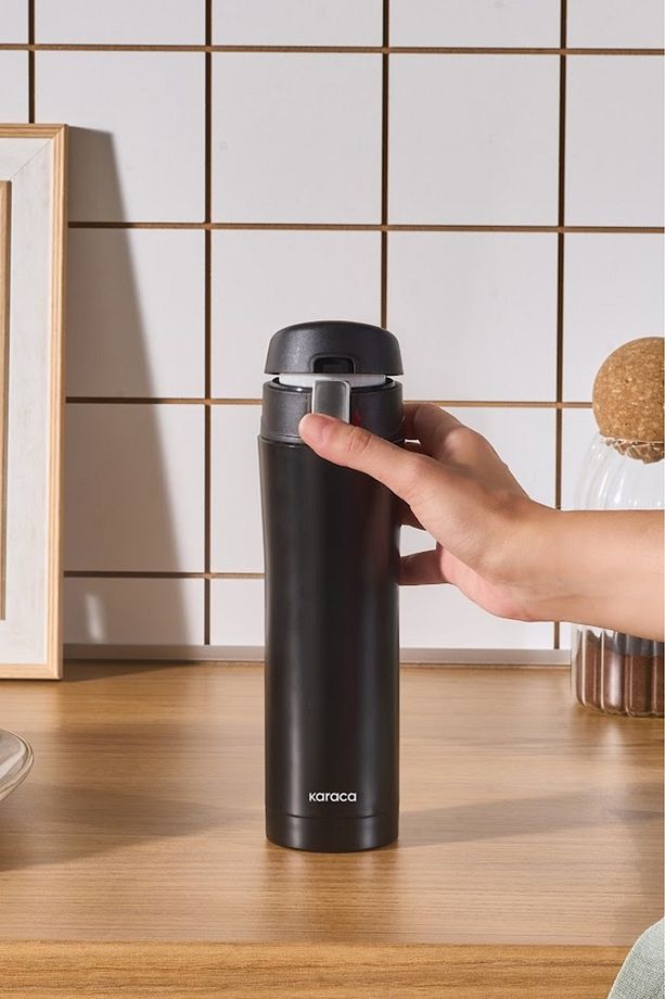 Pluton Çelik Sızdırmaz Termos 450 Ml Siyah - 3