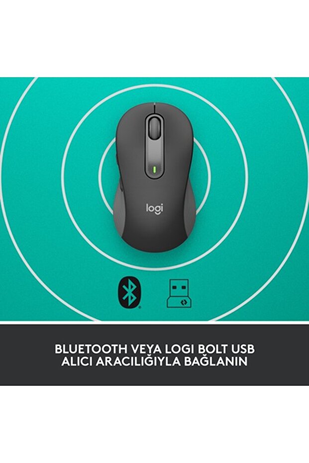 Signature M650 Büyük Boy Sağ El Için Sessiz Kablosuz Mouse Siyah 910-006236 - 6