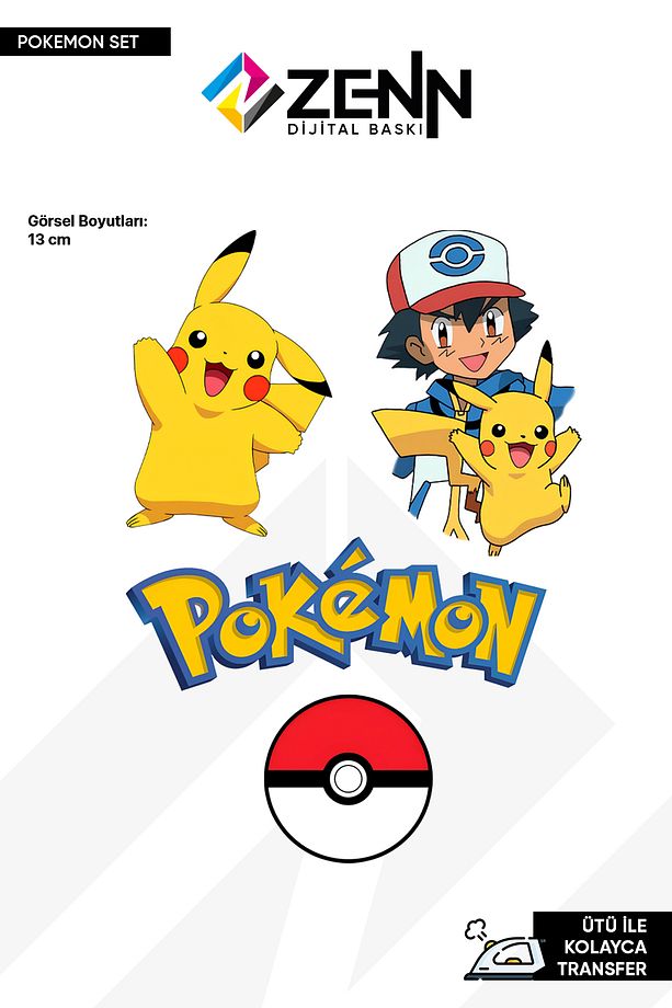 Pokemon Set Ütü İle Yapışan Dtf Baskı - 1