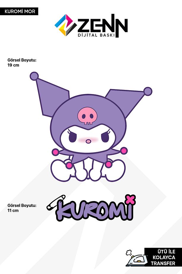 Kuromi Mor Set Ütü İle Yapışan Dtf Baskı - 1