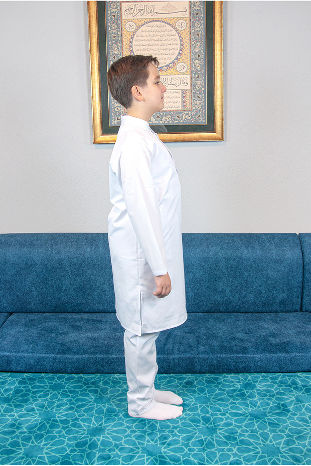 White Boy's Afghan Suit - Hajj Umrah and Judge Collar - 3