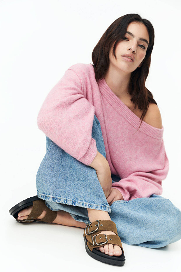 Tokalı düz deri terlik - 1