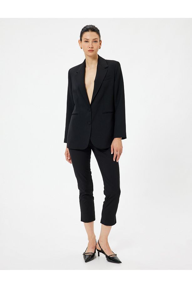Regular Fit Crop Paça Cigarette Pantolon - 1