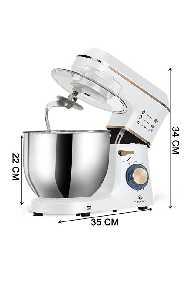 Hyper Plus electric mixer, 7 liters, 1400 watts, with lid and LED lighting - 3