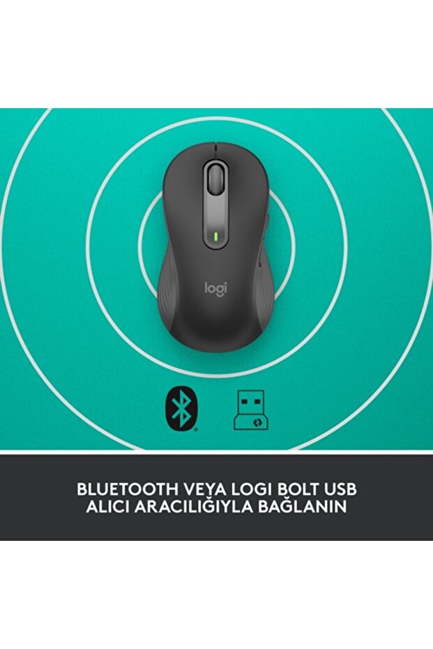 Signature M650 Büyük Boy Sol El Için Sessiz Kablosuz Mouse Siyah 910-006239 - 6