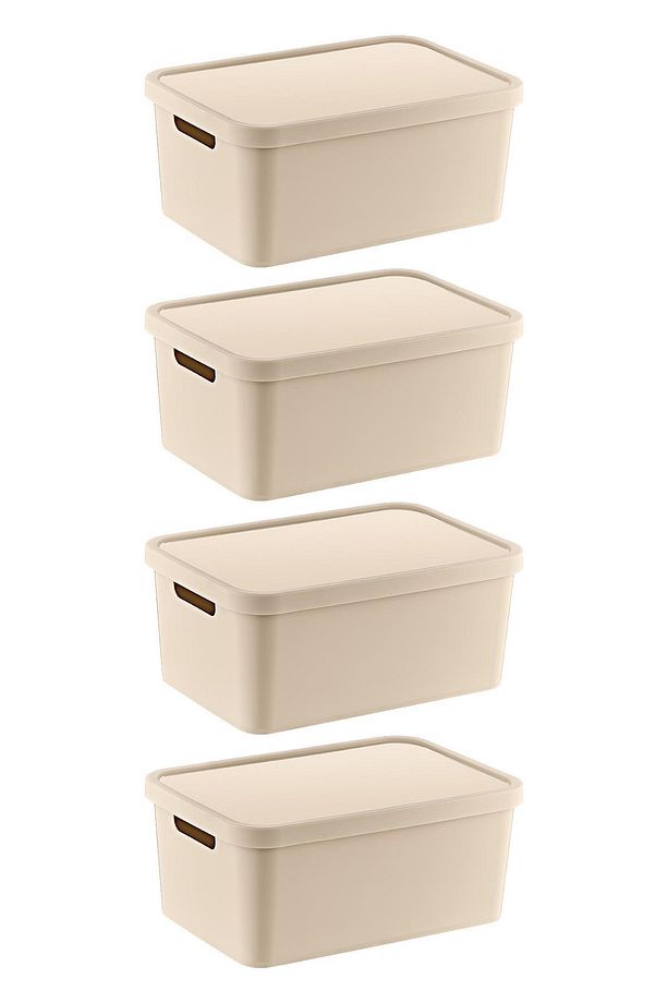 4'lü Set Stafi Çok Amaçlı Kapaklı Kutu Latte 4,5 Lt - 2