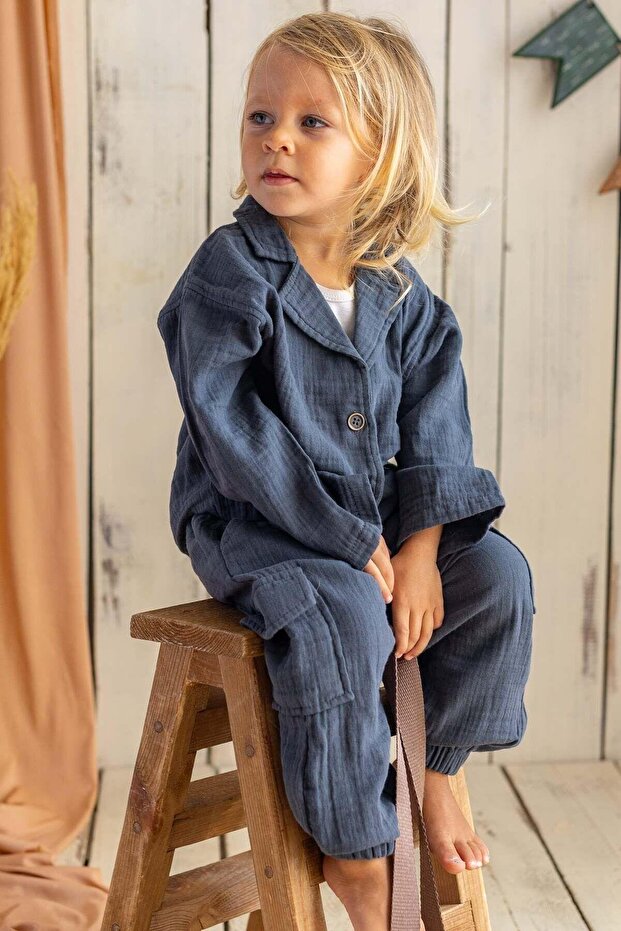 Muslin Fabric Anthracite Cargo Pants Anthracite