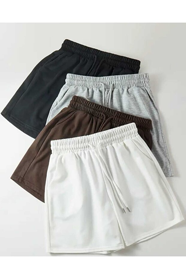 Pack of 4 Comfortable Cut Elastic Waist Summer Soft Fabric Pocket Shorts