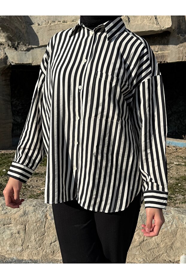 Ducked Dakron Fabric Stripes Basic Shirt