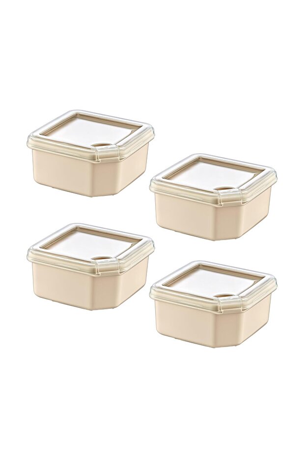 4'Lü Q-Box Saklama Kabı Latte 350 ML - 1