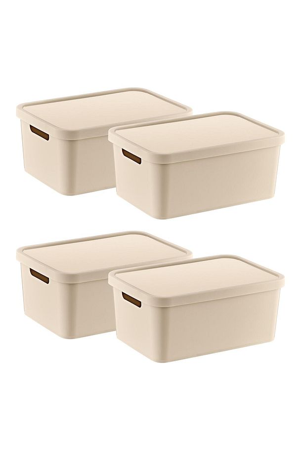4'lü Set Stafi Çok Amaçlı Kapaklı Kutu Latte 4,5 Lt - 1