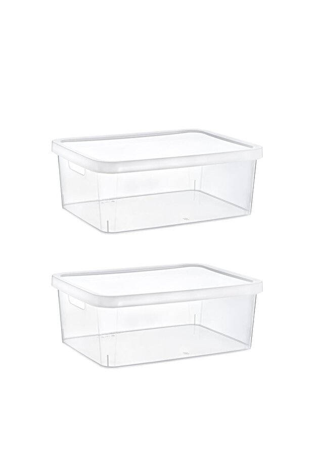 2-piece set stafi multi-purpose box with lid transparent 12 lt - 1