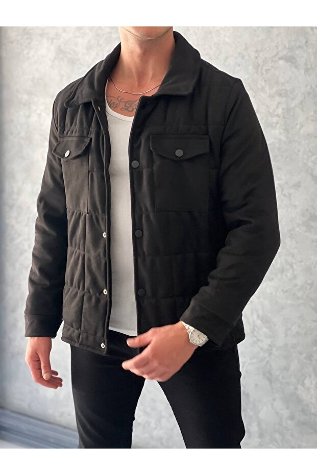 Yüksek Kalite Desenli Yarım Oversize Nubuk Mont - 3