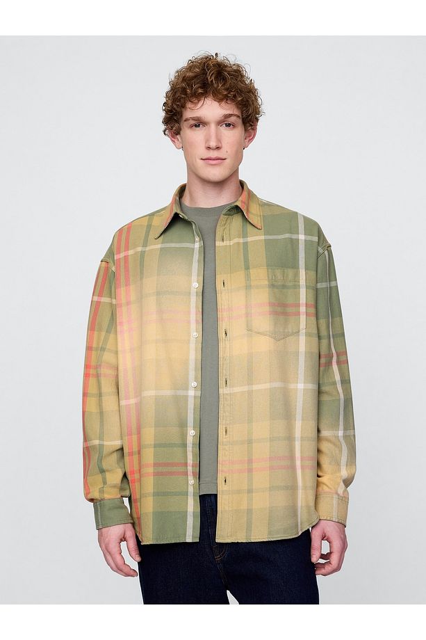 Erkek Sarı Sunwashed Twill Oversize Gömlek - 1