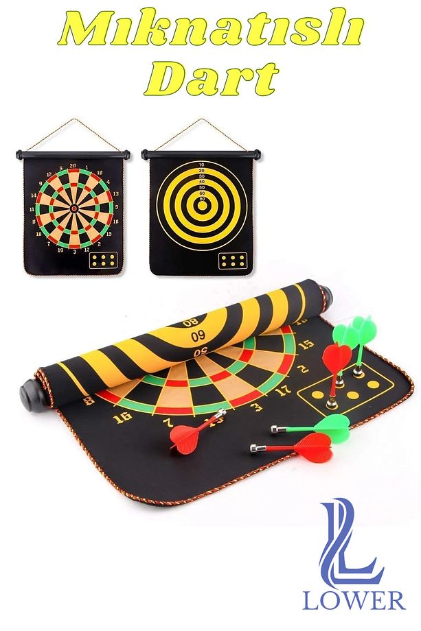 6 Oklu Dart Seti Çift Taraflı  Manyetik Mıknatıslı Oyun Asmalı Dart Ok Dart Oyunu - 6