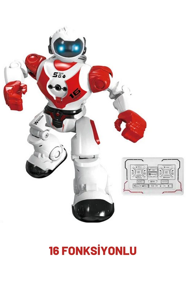 16 Fonksiyonlu Şarjlı Uzaktan Kumandalı Akıllı Robot Sesli Işıklı Programlama Dans Moonwalk Robot - 6