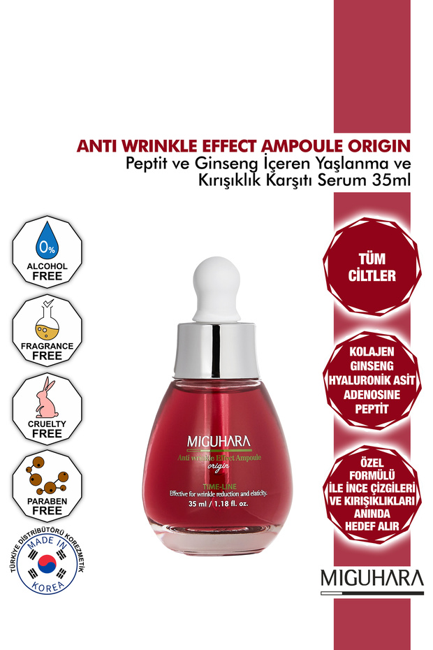 Miguhara Anti-Aging and Anti-Wrinkle Effect Ampoule Serum with Collagen, Peptide and Ginseng - 35ml