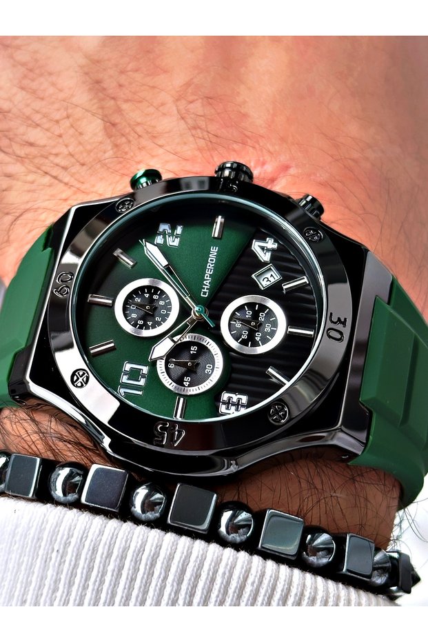 Green Color Sports Silicone Functions Men Wrist Watch+Bracelet by Reward