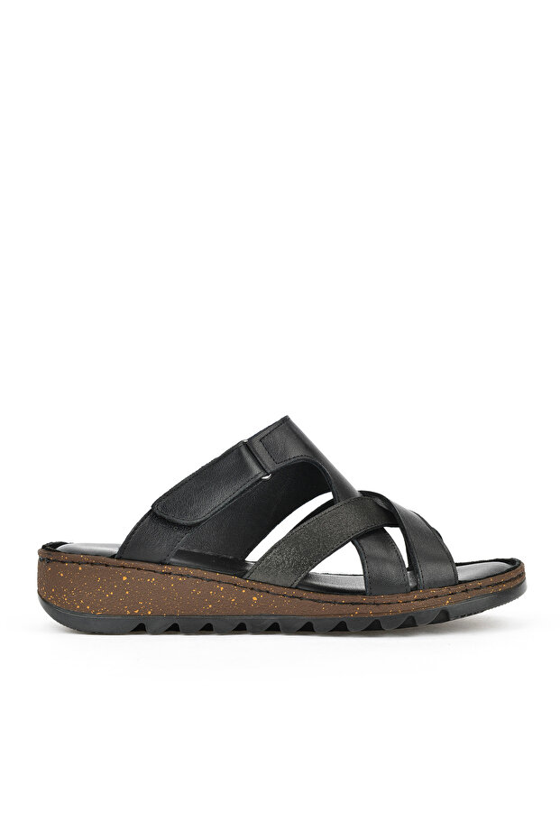 , Women's Genuine Leather Slippers 1411008Z012 Black