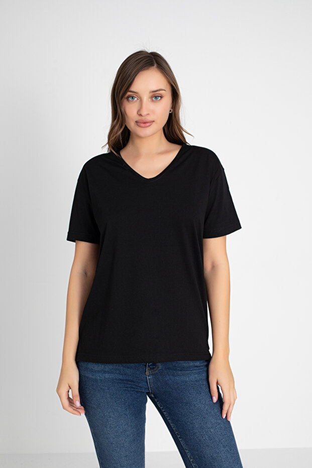 Women's V-Neck Mini Slit T-Shirt