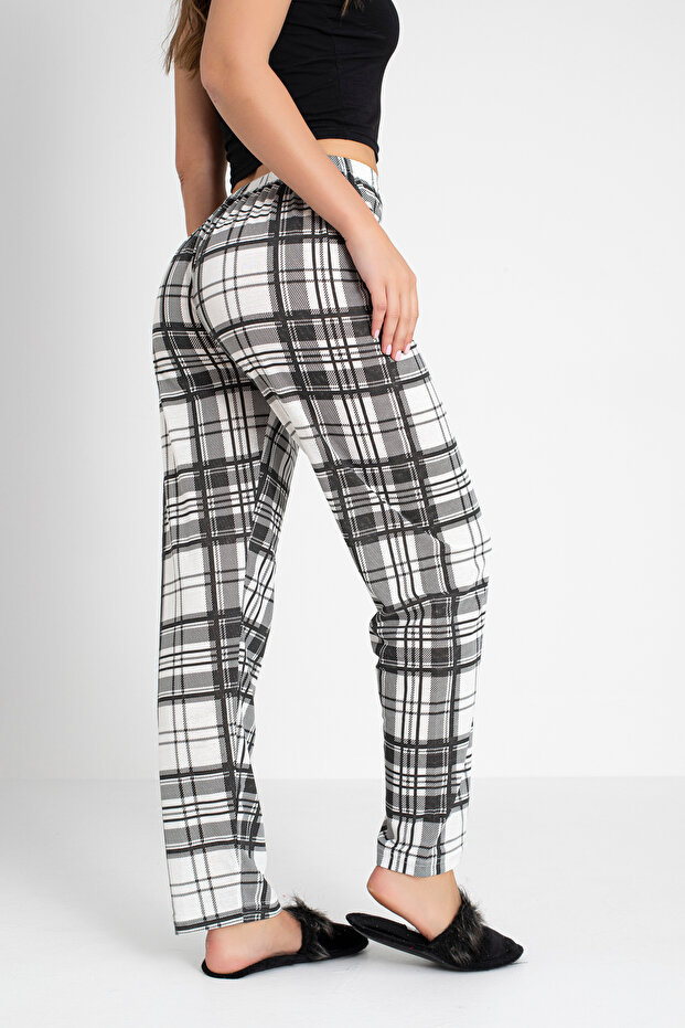 Vastag emelt szövetből nyomtatott női pizsama alsó - 1