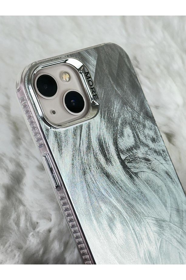 iPhone 13/14/15  ile Uyumlu-Dalgalı Gümüş Yansımalı Şeffaf Zarif Şık ve Modern Tasarım Wonder Kılıf - 3