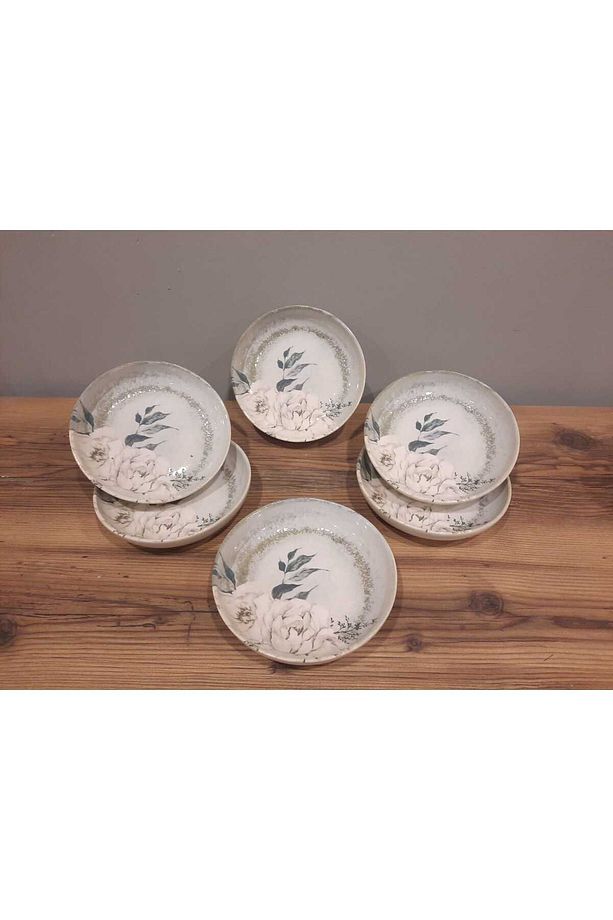 yemek tabağı 6 adet 18 cm parlak desenli - 1